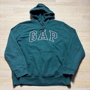 GAP Men's Green Logo Hoodie Size M Pullover Fleece Sweatshirt